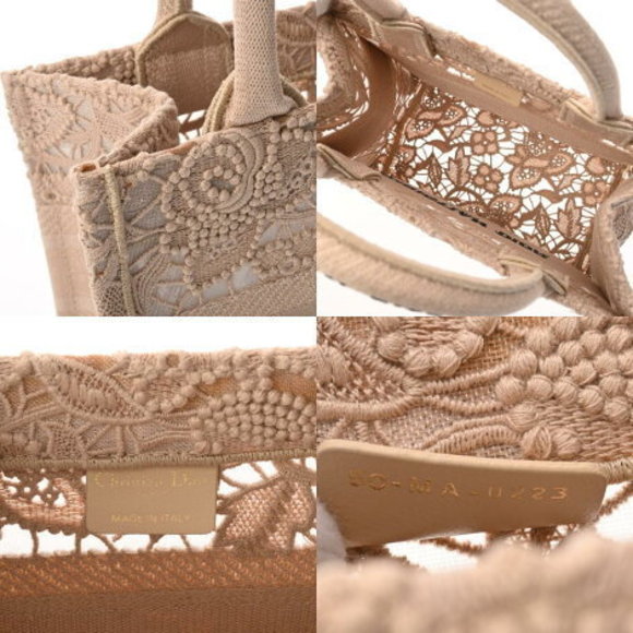 CHRISTIAN DIOR Book Tote Small Beige Lace Handbag - Picture 12 of 12